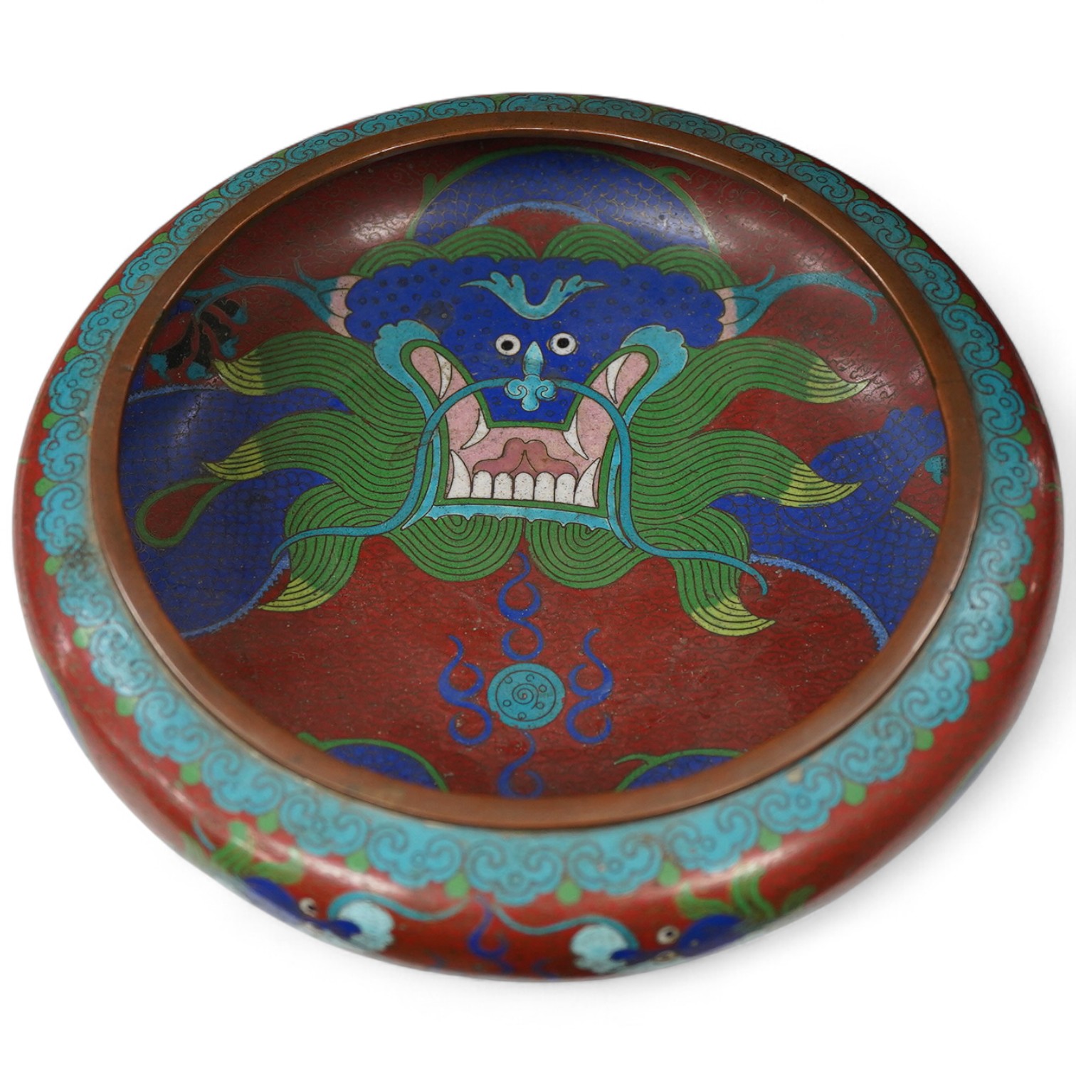 A Chinese cloisonne bowl, Ming dynasty mark early 20th century, 25cm diameter